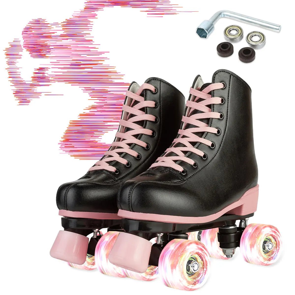 Size 35 - 40 Flashing Roller Skates For Women Double Row Quad Skate Shoes 4 Wheels Sneakers Adult Outdoor Skating Training 2025 - silverfoxgoods